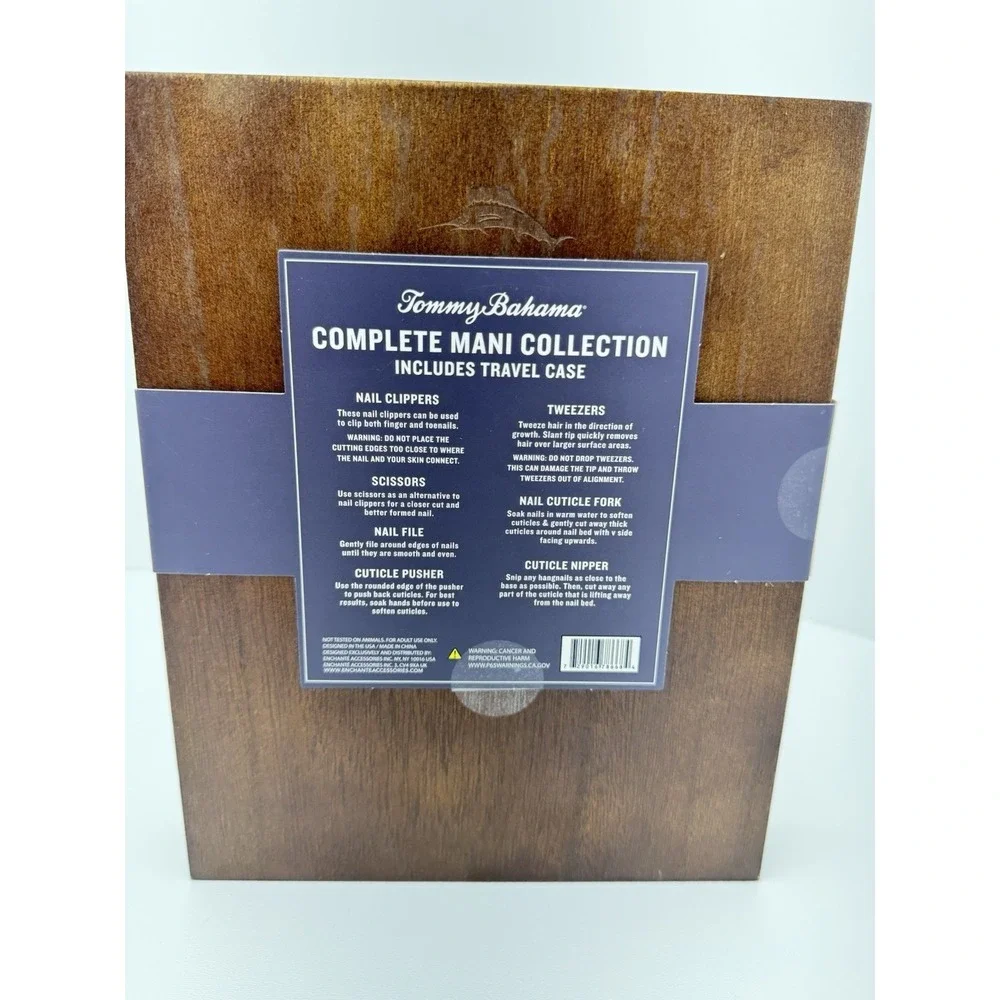 Tommy Bahama Men's Mani Set Collection Kit w/ Storage 8 Tools Case Brown NIB